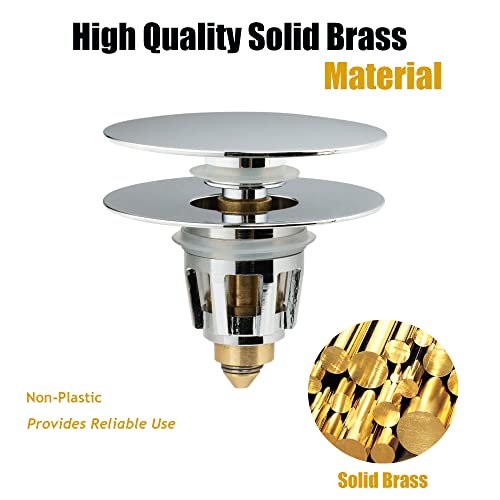 Artiwell Universal Bathroom Sink Drain Stopper, Fits Most Pop-Up Drains for Vessel Sink Lavatory Vanity, Sink Drain Strainer with Detachable Hair Catcher, Tested by Plumber in US (Chrome Plated) - color: Chrome Plated