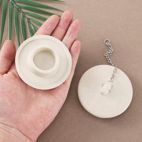 2 Pcs Tub Stopper Rubber Drain Plug with 15" Stainless Steel Beaded Chain Bathtub Stoppers Bathroom Plug Suitable for 1.5" to 2" Bathroom Laundry Sink Kitchen (White)