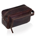Men's Toiletry Bag Leather Travel Toiletry Bag Dopp Kit for Men Shaving Bag for Travel Accessories 101 YEAR QUALITY REPLACEMENT WARRENTY - color: Dark Chocolate Brown