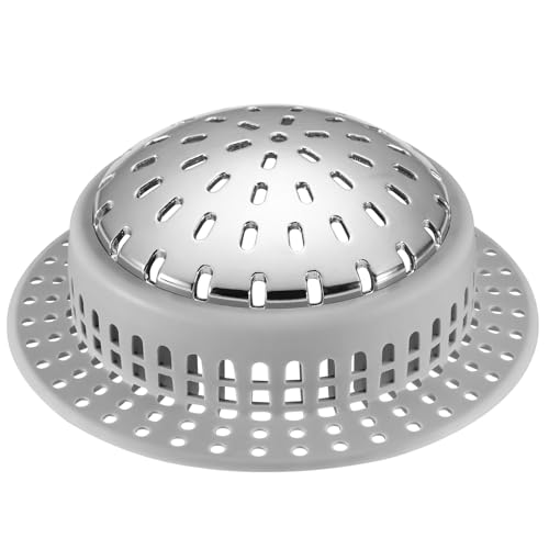 Aluvor Bathtub Drain Hair Catcher Shower Drain Cover Sink Drain Protector | Bathroom Sink & Bathtub Drain Strainer for Pop-Up & Regular Drains, Silver Grey - size: Tall Large-Silver Grey