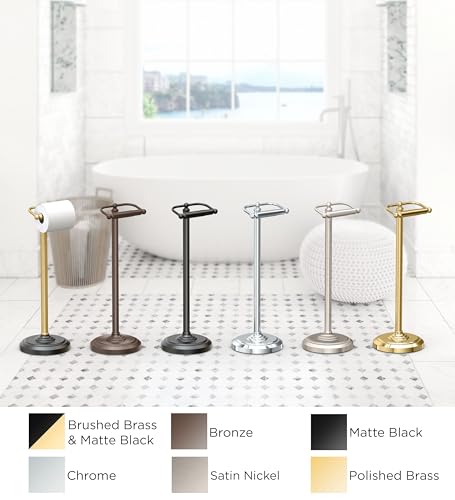 Gatco 1436BZ Toilet Paper Holder Stand, Bronze Finish, Freestanding Bathroom Floor Stand, Weighted Base