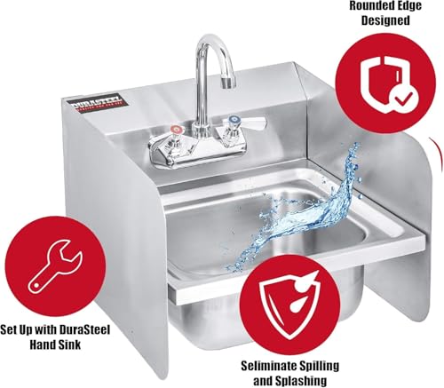 DuraSteel Stainless Steel Splash Guard for Sink & Fryer - 20" x 12" Wall Mount Shield for Deep Fryer Splash Guard Commercial - Stove Oil Splatter Protection Screen for Kitchen Area Safety & Hygiene - size: 20" x 12" Wall Mount