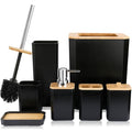 CERBIOR Bathroom Accessories Set 7 Piece Bath Ensemble Includes Soap Dispenser, Toothbrush Holder, Toothbrush Cup, Soap Dish for Decorative Countertop and Housewarming Gift (Black) - style: Black