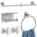 5 Pieces Bathroom Hardware Set Brushed Nickel Towel Bar Set Round Towel Holder Set Upgraded Paper Towel Holder with Shelf Stainless Steel Wall Mounted,23.6 Inch - color: Brushed