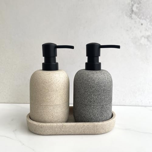 Soap Dispenser Tray for Bathroom Sink,7.2″ Small Vanity Tray Lotion Bottle Organizer Tray for Kitchen/Bathroom Sink. - color: Tray-beige