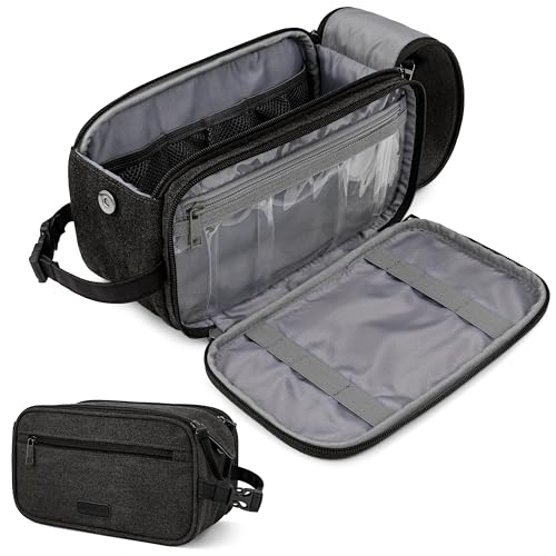 PAVILIA Toiletry Bag for Men, Canvas Dopp Kit, Travel Essentials Organizer, Water-Resistant Shaving, Grooming Kit, Large Hanging Bathroom Accessories Cosmetic Bag, Black - color: Black, size: Large (10.5x 5.5x 6)