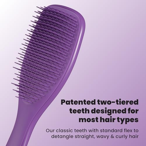 Tangle Teezer Ultimate Detangler Brush, Straight to Wavy, Fresh Purple | Patented two-tier, regular-flex teeth reduce breakage & split ends on wet or dry hair; Shower-friendly hairbrush for all ages - color: Fresh Purple
