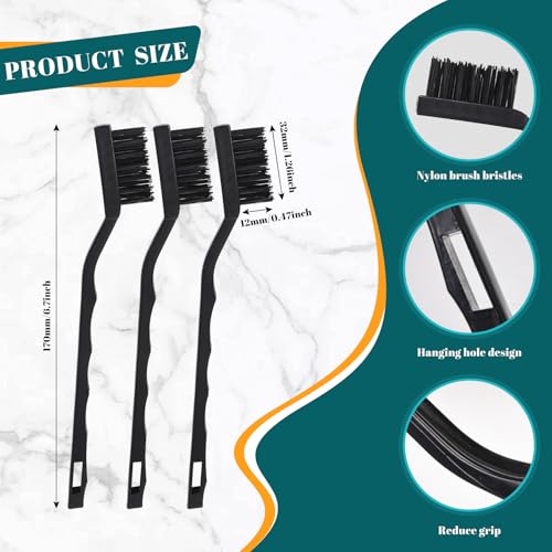 12 Pcs Mini Nylon Brush Set, Nylon Scratch Brush with Curved Handle | Cleaning Weld Slag and Rust - style: Nylon
