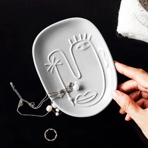 2 Pack Soap Holder for Bathroom Shower, Ceramic Soap Tray for Bar Soap Sponge, Abstract Style Soap Dish Soap Saver Tray for Vanity, Kitchen Sink (Black & White)