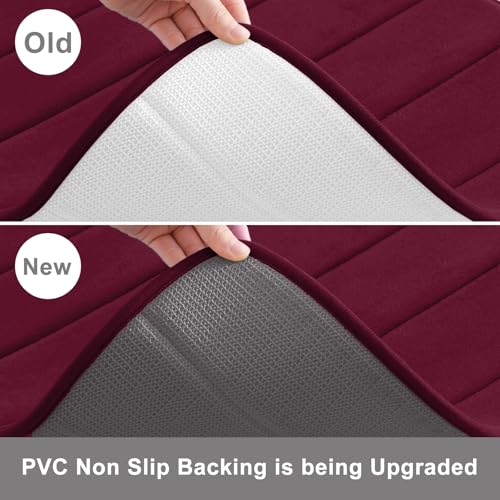 Buganda Memory Foam 3 Pieces Bathroom Rugs Set - Thick Soft Absorbent Bath Mats, Washable Small/Large/Contour Bath Rugs (24" x 16" + 30" x 20" + 24" x 20", Wine Red) - color: Wine Red, size: 24" X 16" + 30" X 20" + 24" X 20"