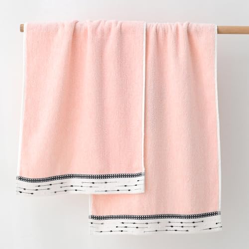 YiLUOMO Pink Hand Towels Tiny Furball Decorative Design Super Soft 100% Terry Cotton Highly Absorbent Hand Towel for Bathroom Home, Hotel, Spa (13 x 29 Inch, 2 Pieces) - color: Pink