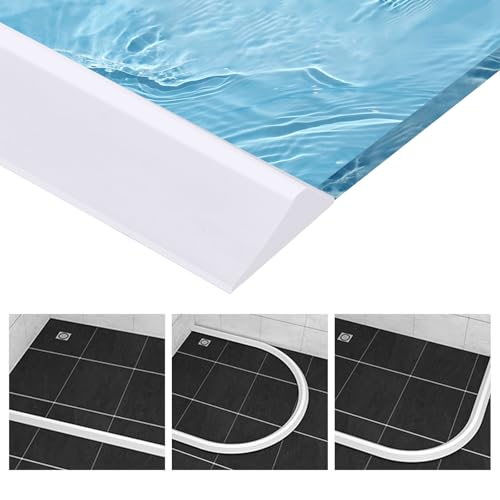 39 Inch Collapsible Shower Water Dam, Self Adhesive Shower Threshold Water Stopper Barrier Strip Dry and Wet Separation Retention System for Bathroom, Kitchen, Sink (White) - color: White