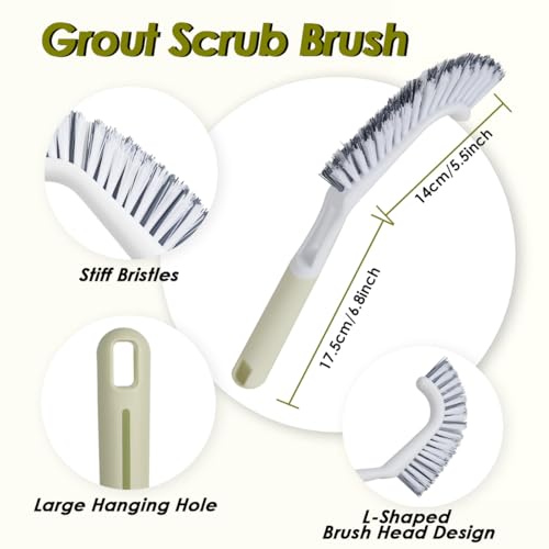 3 Pack Shower Scrub Brush Set, Stiff Bristles Grout Cleaner Brush, Scrub Brushes for Cleaning Bathtub, Bathroom, Shower, Tile, Carpet, Kitchen, Sink, Floor (Green) - color: Green