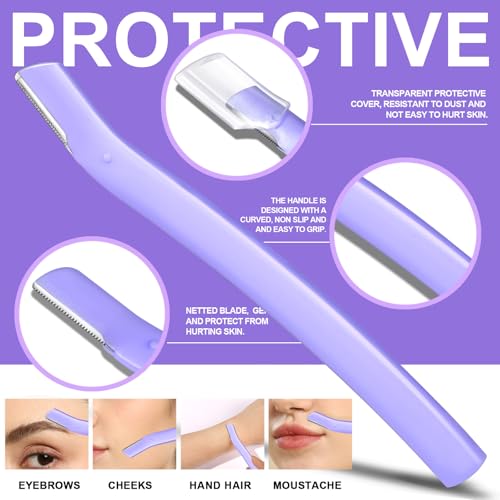 FANDAMEI Eyebrow Scissors, Eyebrow Kit, Eyebrow Tweezers for Women, Eyebrow Razor, Eyebrow Brush. Eyebrow Kit for Men with Leather Case. Eyebrow Scissors for Women Facial Hair Ingrown Hair Removal - color: Purple
