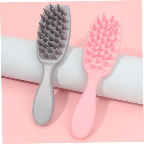 Hemoton Hair Scalp Comb 3-Pack Silicone Shampoo Brush with Soft Massage Points for Deep Cleansing Dandruff Removal and Hair Detangling Portable Family Scalp Massager for Wet Dry Use