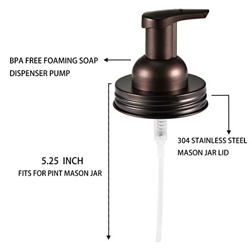 SheeChung 2 Pack Mason Jar Foaming Soap Dispenser Lids for Standard Mouth, Foaming Soap Dispenser Pump Replacement for Hand Sanitizer, Bath Liquid, Facial Cleansing Foam, Makeup Remover Water - Bronze - color: Bronze