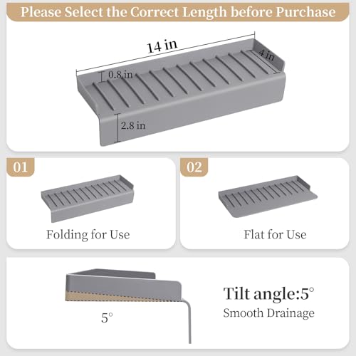 Sink Edge Protector with Suction Cup, 14" x 4", Silicone Sink Splash Guard for Kitchen & Bathroom, Protect Countertop from Scratches, Stains, for Stainless Steel Granite Quartz, Gray - color: Gray, size: 14" x 4"