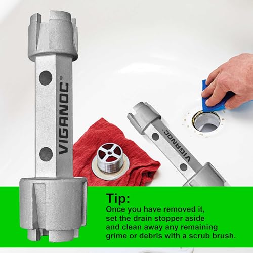 Tub Drain Remover Wrench, Tub Dual Ended Drain Wrench for Bath Drains, Shower Drain Heavy Duty Aluminum