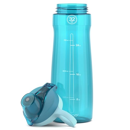 Pogo BPA-Free Plastic Water Bottle with Chug Lid, Blue Atoll, 32 oz. - color: Blue Atoll, size: 32 Ounces