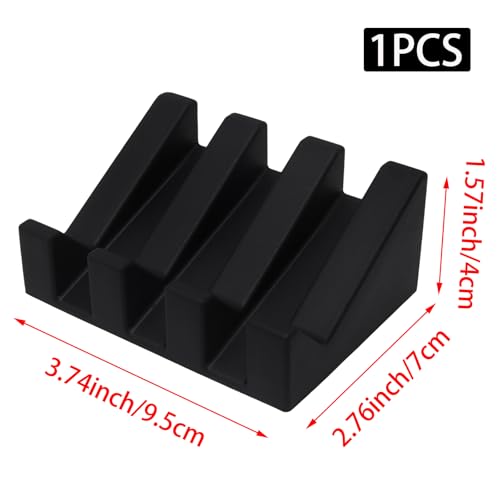 Black Silicone Soap Dish with Drainage, Square Self Draining Bar Soap Holder for Shower Bathroom, Kitchen Sponges, Bathtub, Keep Soaps Dry(Black)