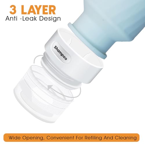 Laxen 5 Pack Travel Bottles for Toiletries, 3 oz TSA Approved Silicone Travel Bottles Set with Labels and Clear Toiletry Bag, Leakproof Refillable Squeeze Bottles for Shampoo Conditioner, Black - color: Black