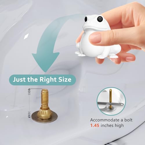 boeemi Frog Toilet Bolt Covers Decorative Glow in The Dark- 2PCs Toilet Screw Caps Luminous Green PLA Cute Bathroom Decor Accessories Push-on Install - style: White Frog