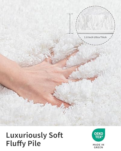 ILANGO White Bathroom Rugs 24" × 17" Non Slip & Super Absorbent Extra Thick Soft, Washable Bath Mat for Floor, Non Shedding Microfiber Plush Shaggy Bath Rug for Bathtub Shower Room Sink - color: White, size: 1'5" x 2' (17''x24'' Bathroom Rug)