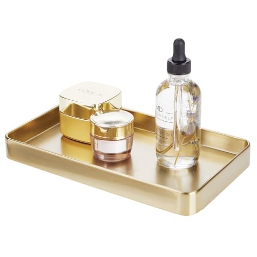 iDesign Steel Vanity Tray for Bathroom Organization and Storage - Soft Brass - color: Soft Brass, style: Pack of 1