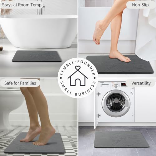 XMarrat Extra Large Stone Bath Mat Large, 31.5'' x 19.7'' Diatomaceous Earth Non-Slip Stone Shower Mat, Super Absorbent Diatomite Stone Mats for Bathroom, Quick Drying, Easy to Clean (Dark Gray) - color: Dark Grey F1, size: 31.5" x 19.7" (Rectangular)