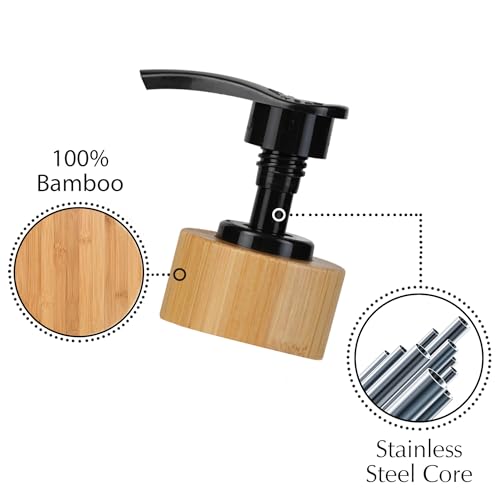 Emerson Glass Soap Dispenser Set - 16 Oz, 2-Pack with Pump and Labels for Kitchen and Bathroom - color: 01 – White / Bamboo Black
