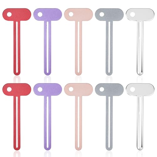 10 Pack Metal Toothpaste Squeezer Roller, Tube Key Squeezer Tool for Zero Waste Cosmetics, Durable Alloy ＆ Ergonomic Grip Dispenser, Tube Squeezers for Extruding Toothpaste Facial Cleanser (5 Colors)