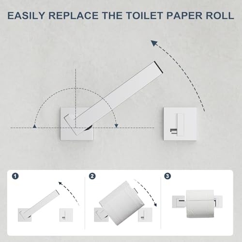 Toilet Paper Holder Wall Mount Polished Chrome, Stainless Steel Toilet Tissue Roll Holder Bathroom Square Toilet Paper Towel Roll Holder, Double Post Pivoting Tissue Handle - color: Polished Chrome