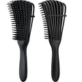 2 Pieces Detangling Brush for Afro America/African Hair Textured 3a to 4c Kinky Wavy/Curly/Coily/Wet/Dry/Oil/Thick/Long Hair, Knots Detangler Easy to Clean (Black) - color: Black