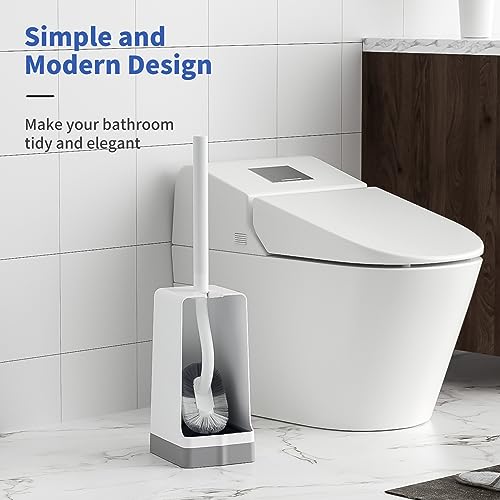 Marbarsse Bathroom Toilet Bowl Brush and Holder, Curved Design Dismount Toilet Brush for Deep Cleaning Under Rim, Best Toilet Brush Set, Compact Toilet BowlCleaner Brush for Bathroom, 2 Pack - color: 2 Pack - Dismount