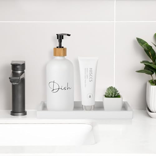 Silicone Bathroom Vanity Tray Dish Soap Holder Sink Organizer, White | 2 Pack, Thickened Silicone, Easy to Clean, Waterproof, Non-Slip, for Countertop, Kitchen, Bedroom, Dresser - color: White, size: 2-Pack (7.9" x 4.0")