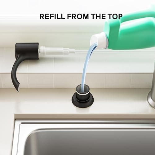 SAMODRA Built in Kitchen Sink Soap Dispenser (Matte Black) with 12 oz Large PET Lotion Bottle, Refill from Top - color: Matte Black, style: 12 oz Bottle