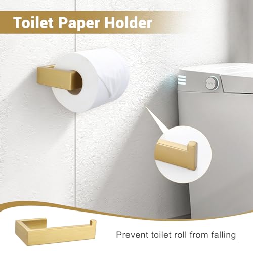 Brushed Gold Bathroom Hardware Set, 4-Piece Bath Towel Bar Set SUS304 Stainless Steel Towel Rack Set for Bathroom, 23.6 inches Bathroom Towel Holder Set Wall Mounted - color: Brushed Gold, size: Set A