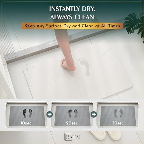 Extra Large Stone Bath Mat - (31.5” x 19.7”) - Absorbent Diatomaceous Earth Stone Bath Mat Large - Non-Slip Diatomite Bathmat - Easy Clean and Quick Drying - Long Instant Dry Bathmat - Beige XL - color: Beige