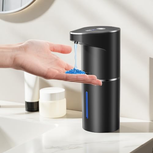 Fantictas Automatic Soap Dispenser,Touchless Hand Wall Mount Rechargeable 3 Gear Adjustable Electric Soap Dispenser 350ml with Infrared Motion Sensor for Bathroom,Kitchen,Office, Black Gel - color: Black, style: Gel