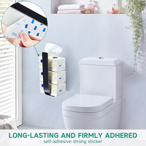 Toilet Paper Storage Wall Mount, Over The Tank Extra Toilet Paper Holder for 3 Rolls Tissue, Metal Tissue Roll Storage Stand for Bathroom, RV Adhesive Loo Roll Holder (Black) - color: Black