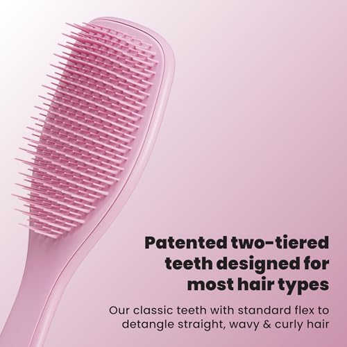 Tangle Teezer Ultimate Detangler Brush, Straight to Wavy, Rosebud | Patented two-tier, regular-flex teeth reduce breakage & split ends on wet or dry hair; Shower-friendly hairbrush for all ages - color: Rosebud