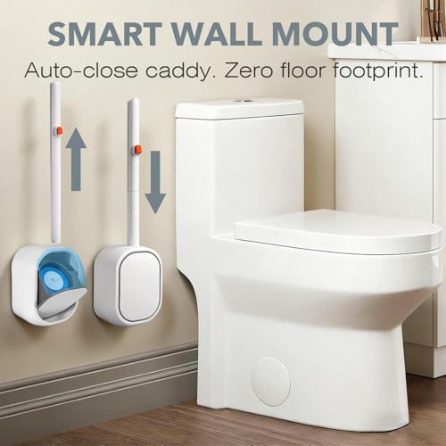 Disposable Toilet Brush & Wand Starter Kit, Wall-Mounted Auto-Closing Caddy with 30 Refills, Deep Cleaning System with Pre-Loaded Scrubber for Rust & Hard Water, Mess-Free Modern Design - size: 1 Brush + 30 Refills