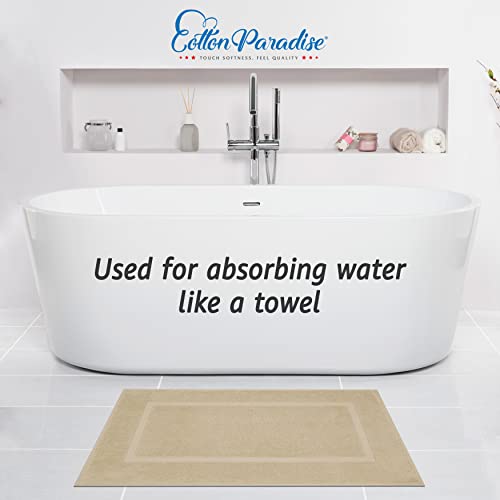 Cotton Paradise 100% Cotton Turkish Bathmat Set, Soft Absorbent Quick Dry, 2 Piece 20x34 Bathmat Floor Set, Beige - color: Beige, size: 2 PC 20x34"