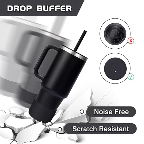 WUQID Silicone Boot Sleeve Compatible with Hydro Flask Travel Tumbler with Handle 32oz&40oz and 12-24oz Hydroflask Bottle & Stanley 20 30 40oz Tumbler, Fit 2.83-2.95in Bottom, Anti-Slip Bottle Cover - color: Black