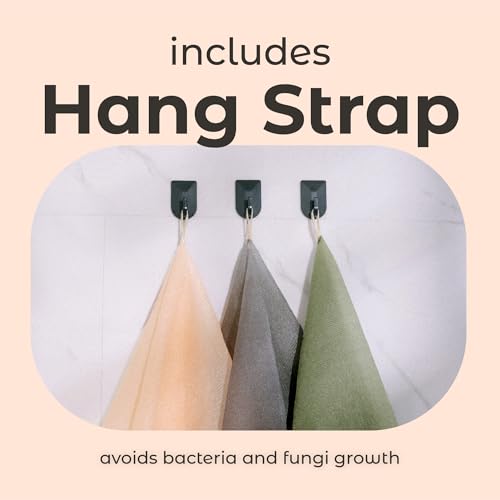MainBasics Japanese Deep Exfoliating Shower Towel, 3 Pack, Earthy Love | Japanese Nylon, Body Washcloth, Textured for Effective Exfoliation, Quick-Dry, Durable, Helps Reveal Smoother Skin - color: Earthy Love