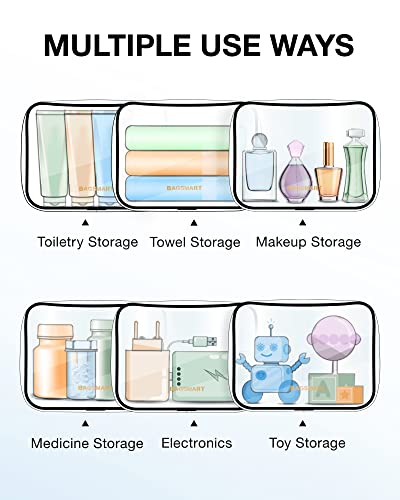 BAGSMART Clear Toiletry Bag, 3-Pack TSA Approved Travel Toiletry Bag Carry On Travel Accessories Bag Airport Airline Quart Size Bags water-resistant Makeup Bag for Women - color: Basic Black, size: 3 Pack, Medium