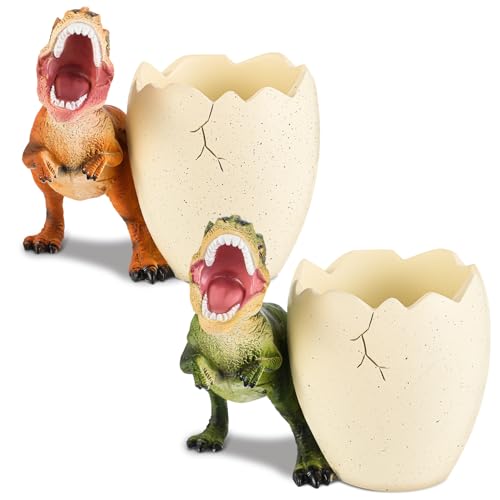Eaasty 2 Pcs Dinosaur Kids Toothbrush Holders Toothbrush Organizer Funny Dino Resin Cup for Bathroom Easy to Clean Pen Holder Gift Birthday Children's Day Christmas