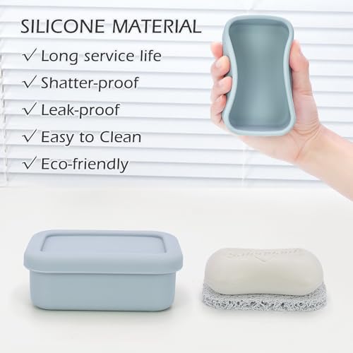 AIDIMMING Leak Proof Silicone Travel Soap Case with Drain Pad, Compact Bar Soap Container with Lid, Portable Soap Holder for Standard Bar Soap & Handmade Soap, Travel Camping Gym (Light Gray) - color: Light Gray