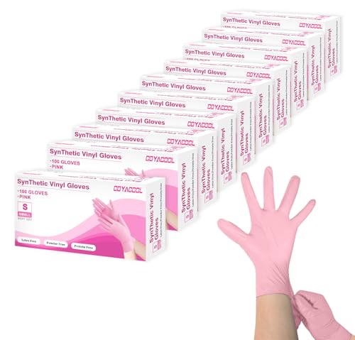 Disposable Gloves Small, Nitrile and Vinyl Blend Material Gloves, Latex Free 4 Mil 1000 Pc Food Grade Glove for Cleaning, Food Prep, Hair Dye, Tattoo, Pink - color: Pink, size: Small-1000pc