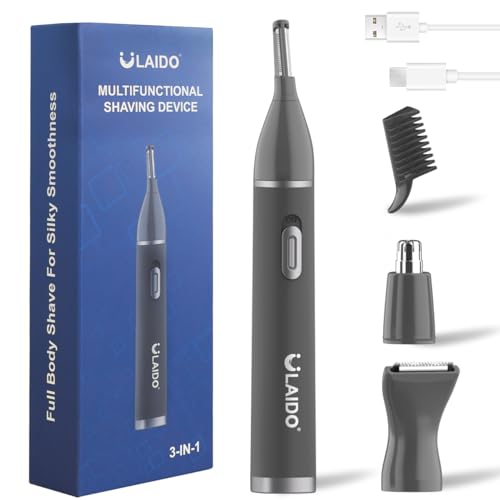 Nose Hair Trimmer for Men, Painless 3 in 1 Grooming Kit for Nose, Ear, Eyebrow & Body Hair, Rechargeable No Pull No Snag Trimming with 3 Waterproof Replacement Heads, Easy Cleansing - size: 3 in 1